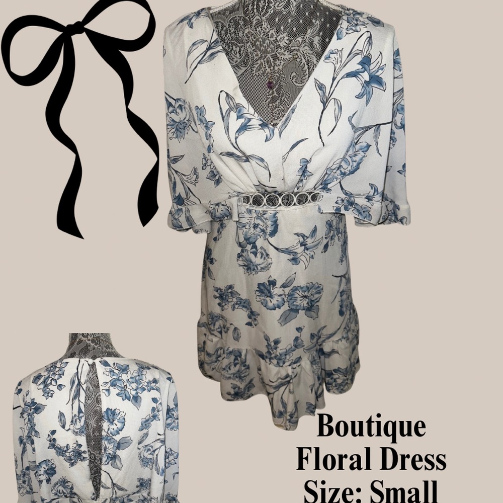 White and Blue Floral Dress